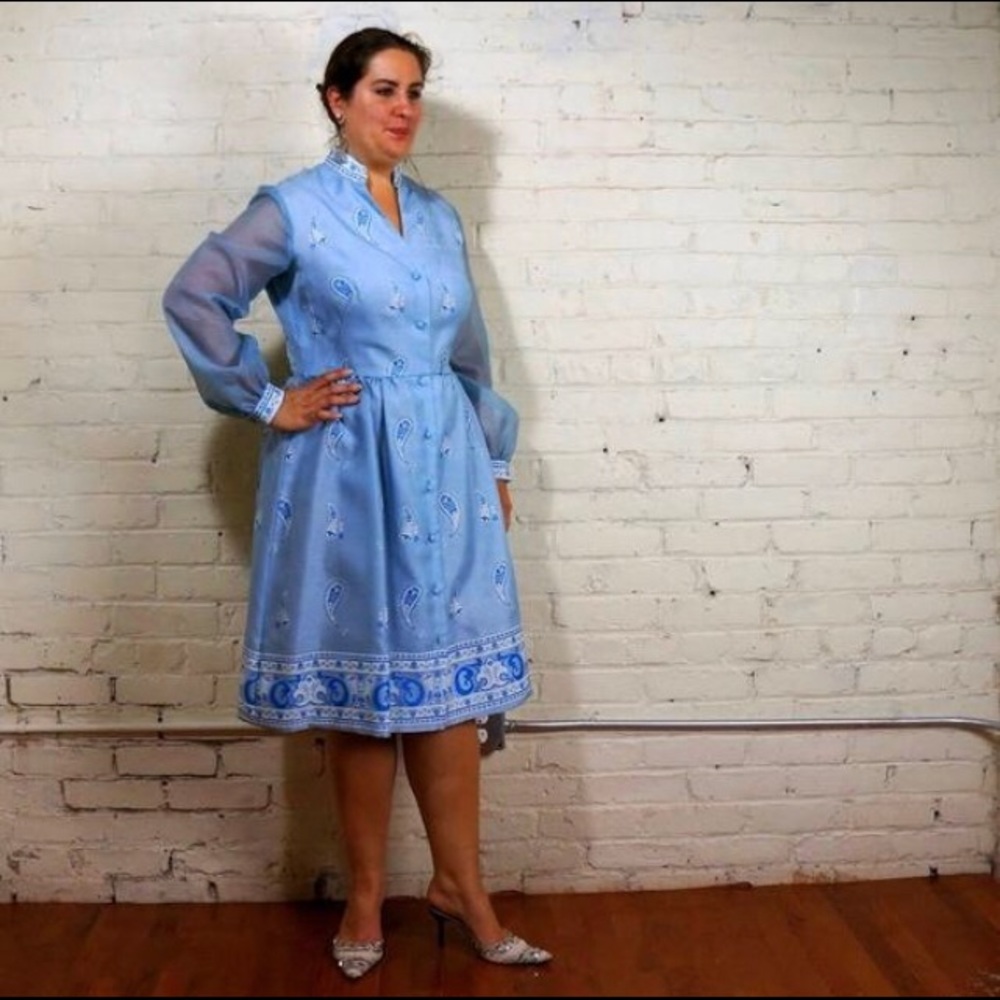 Alfred Shaheen Hawaiian Dress Paisley Shirtwaist - Picture 2 of 5